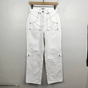 NTK‎ The Rodeo Jeans Womens 28 White Seamed Wide Leg Western California Preppy